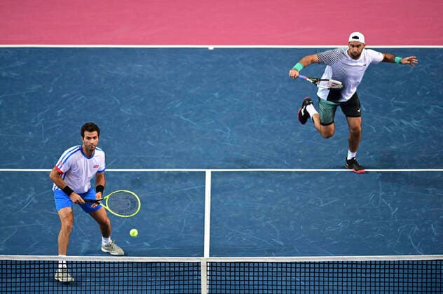 Lean Julien Rojer (Ned) Horia Tecau (Rou) TENNIS : Open Sud de France 2020 - Montpellier - 03 02 2020 JBAutissier Panoramic 
