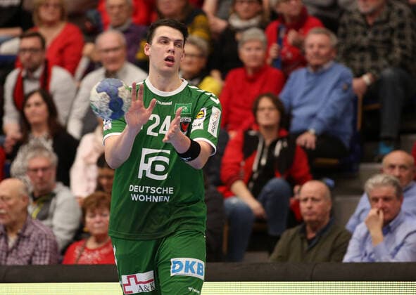 Handball, 1 Bundesliga Die Eulen Ludwigshafen Füchse Berlin, 22 matchday on 06 02 2020, season 2019 20, ZmdZ, Fredrick Simak 24, Fuechse Berlin , Die Eulen Ludwigshafen Fuechse Berlin