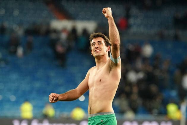 Real Sociedad s Mikel Oyarzabal celebrates the victory in the Spanish Kings Cup 1 4 Final match. February 6,2020. (20200206342)