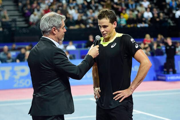 Marc Maury et Vasek Pospisil (Can) TENNIS : Open Sud de France 2020 - Montpellier - 07 02 2020 JBAutissier Panoramic 