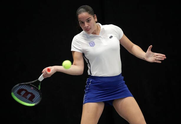 TENNIS - ITF Fed Cup TALLINN,ESTONIA,07.FEB.20 - TENNIS - ITF Fed Cup. Image shows Dimitra Pavlou (GRE). GEPAxpictures xWalterxLuger