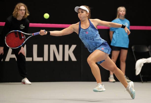 TENNIS - ITF Fed Cup TALLINN,ESTONIA,07.FEB.20 - TENNIS - ITF Fed Cup. Image shows Julia Grabher (AUT). GEPAxpictures xWalterxLuger