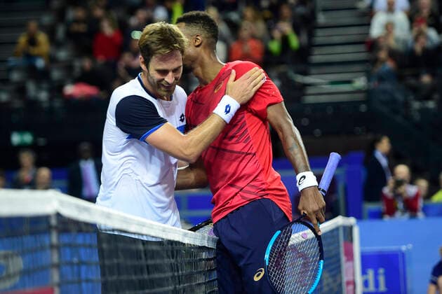 Gael Monfils (Fra) Norbert Gombos (Svk) TENNIS : Open Sud de France 2020 - Montpellier - 07 02 2020 JBAutissier Panoramic 