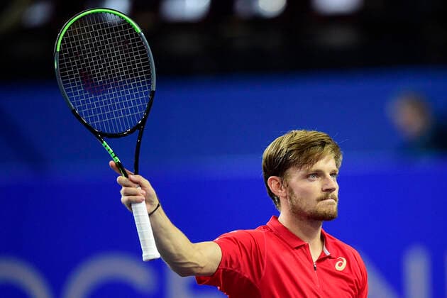 joie de David Goffin (Bel) en fin de match TENNIS : Open Sud de France 2020 - Montpellier - 07 02 2020 JBAutissier Panoramic 