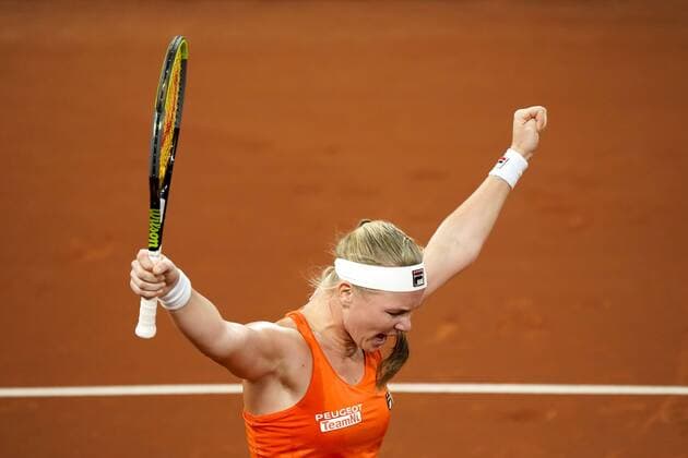 08-02-2020 TENNIS: FED CUP: NEDERLAND-WIT RUSLAND: DEN HAAG Kiki Bertens NED wins her match against Aryna Sabalenka BLR during Fed Cup Netherlands- Belarus on February, 8 2020 in Den Haag Netherlands. Photo by SCS Sander Chamid Fed cup Netherlands-Belarus xVIxANPxSportx xSoenarxChamidxsportfotografiexIVx 405937958