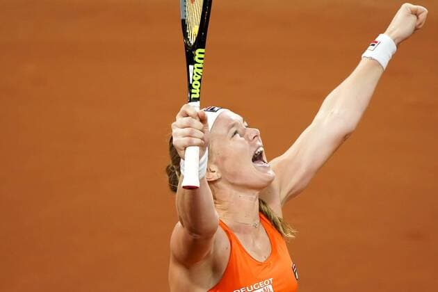 08-02-2020 TENNIS: FED CUP: NEDERLAND-WIT RUSLAND: DEN HAAG Kiki Bertens NED wins her match against Aryna Sabalenka BLR during Fed Cup Netherlands- Belarus on February, 8 2020 in Den Haag Netherlands. Photo by SCS Sander Chamid Fed cup Netherlands-Belarus xVIxANPxSportx xSoenarxChamidxsportfotografiexIVx 405937964