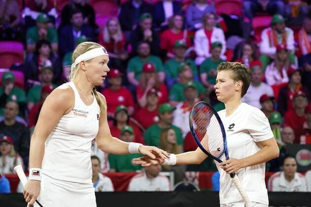 08-02-2020 TENNIS: FED CUP: NEDERLAND-WIT RUSLAND: DEN HAAG Kiki Bertens and Demi Schuurs NED during Fed Cup Netherlands- Belarus on February, 8 2020 in Den Haag Netherlands. Photo by SCS Sander Chamid Fed cup Netherlands-Belarus xVIxANPxSportx xSoenarxChamidxsportfotografiexIVx 405951307