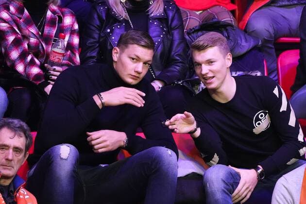 08-02-2020 TENNIS: FED CUP: NEDERLAND-WIT RUSLAND: DEN HAAG Kjell Scherpen (AJAX) and Perr Schuurs (AJAX) watching Perr Schuurs sister Demi Schuurs during Fed Cup Netherlands- Belarus on February, 8 2020 in Den Haag Netherlands. Photo by SCS Sander Chamid Fed cup Netherlands-Belarus xVIxANPxSportx xSoenarxChamidxsportfotografiexIVx 405951397