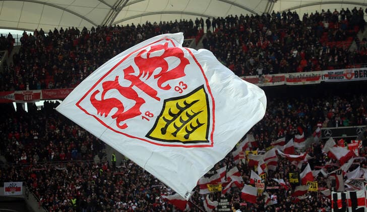 VfB Stuttgart FC Erzgebirge Aue Deutschland, Stuttgart, 08 02 2020, Football, 2 Bundesliga, Season 2019 2020, 21 Matchday, VfB Stuttgart FC Erzgebirge Aue VfB Stuttgart Flag, DFL DFB REGULATIONS PROHIBIT ANY USE OF PHOTOGRAPHS AS IMAGE SEQUENCES AND OR QUASI VIDEO