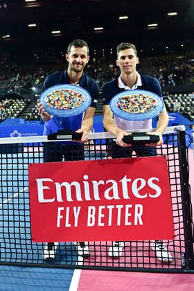 Nikola Cacis (Srb) Mate Pavic (Cro) TENNIS : Open Sud de France 2020 - Finale Double - Montpellier - 09 02 2020 JBAutissier Panoramic 