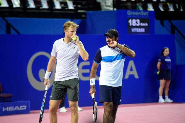 Dominic Inglot (Bgr) Aisam UI Haq Qureshi (Pak) TENNIS : Open Sud de France 2020 - Finale Double - Montpellier - 09 02 2020 JBAutissier Panoramic 