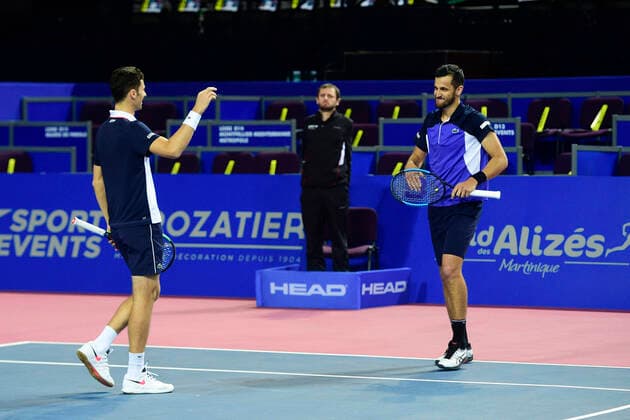 Nikola Cacis (Srb) Mate Pavic (Cro) TENNIS : Open Sud de France 2020 - Finale Double - Montpellier - 09 02 2020 JBAutissier Panoramic 