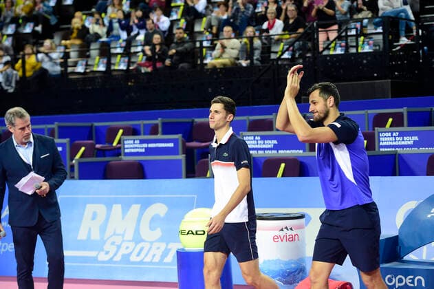 Nikola Cacis (Srb) Mate Pavic (Cro) TENNIS : Open Sud de France 2020 - Finale Double - Montpellier - 09 02 2020 JBAutissier Panoramic 