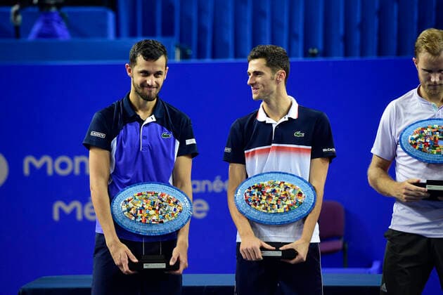 Nikola Cacis (Srb) Mate Pavic (Cro) TENNIS : Open Sud de France 2020 - Finale Double - Montpellier - 09 02 2020 JBAutissier Panoramic 
