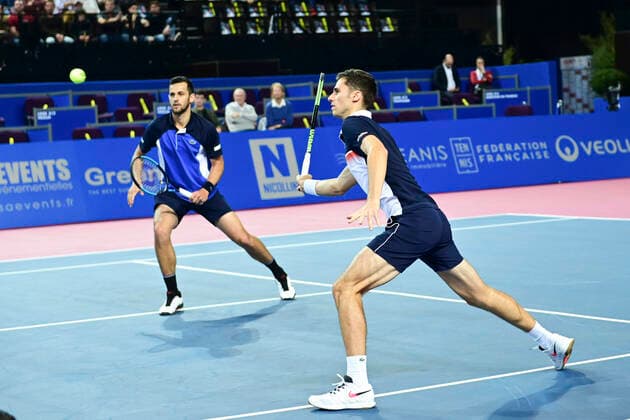 Nikola Cacis (Srb) Mate Pavic (Cro) TENNIS : Open Sud de France 2020 - Finale Double - Montpellier - 09 02 2020 JBAutissier Panoramic 
