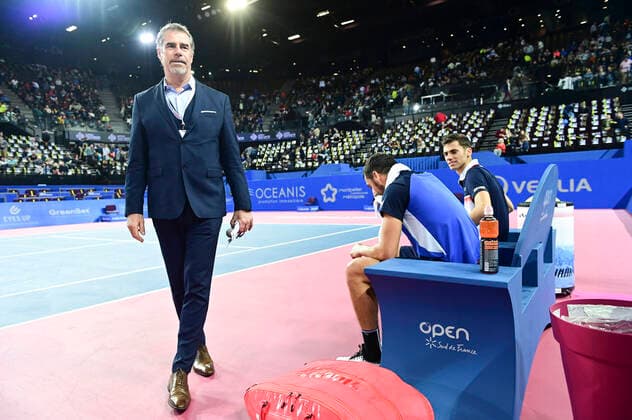 Nikola Cacis (Srb) Mate Pavic (Cro) TENNIS : Open Sud de France 2020 - Finale Double - Montpellier - 09 02 2020 JBAutissier Panoramic 
