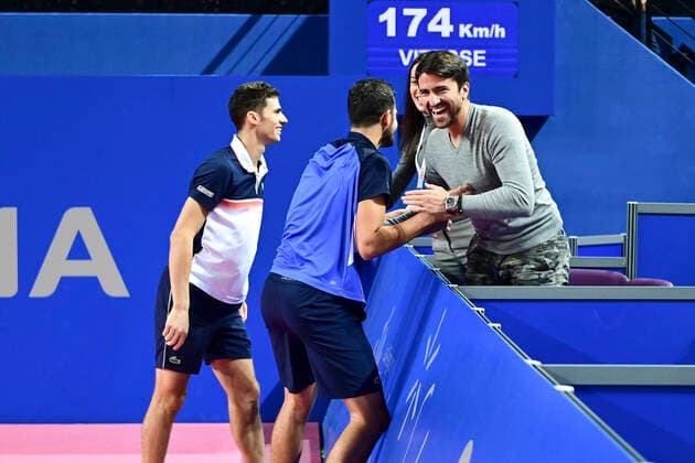 Nikola Cacis (Srb) Mate Pavic (Cro) TENNIS : Open Sud de France 2020 - Finale Double - Montpellier - 09 02 2020 JBAutissier Panoramic 