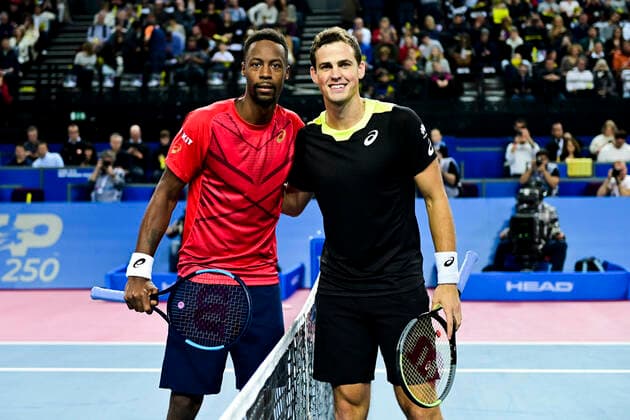 Gael Monfils (Fra) Vasek Pospisil (Can) TENNIS : Open Sud de France 2020 - Finale Simple - Montpellier - 09 02 2020 JBAutissier Panoramic 