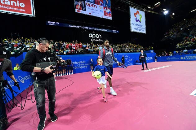 entree de Gael Monfils (Fra) TENNIS : Open Sud de France 2020 - Finale Simple - Montpellier - 09 02 2020 JBAutissier Panoramic 