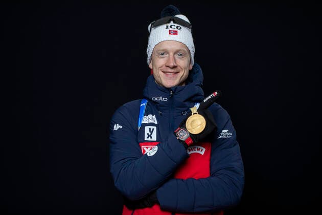 200213 Photo Manzoni IBU Handout PICTURE AGENCY 13 02 2020, Antholz, Italy ITA Johannes Thingnes Bo NOR IBU World Championships Biathlon, medals, Antholz Anterselva ITA Handout International Biathlon Union relay mix relay relay,  Copyright: Manzoni IBU BB200213BB896