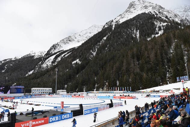 BIATHLON - Stadionimpression bei der IBU Weltmeisterschaft Biathlon Antholz Sprint der Frauen am 14.02.2020, Italien, Südtirol Antholz-Anterselva Südtirol Arena Südtirol Italien *** BIATHLON Stadium impression at the IBU World Championship Biathlon Antholz Womens Sprint on 14 02 2020, Italy, South Tyrol Antholz Anterselva South Tyrol Arena South Tyrol Italy