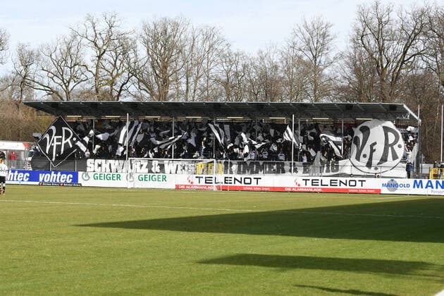 The choreography of the Aalen fans before the match, VfR Aalen vs Kickers Offenbach, Regionalliga Suedwest, season 2019 2020, 20 matchday, catch-up match 15 02 2019, VfR Aalen vs Kickers Offenbach, Regionalliga Suedwest, season 2019 2020, 20 matchday, catch-up match 15 02 2019 Aalen Copyright: xSchustx Eibner-Pressefotox EP_Schust