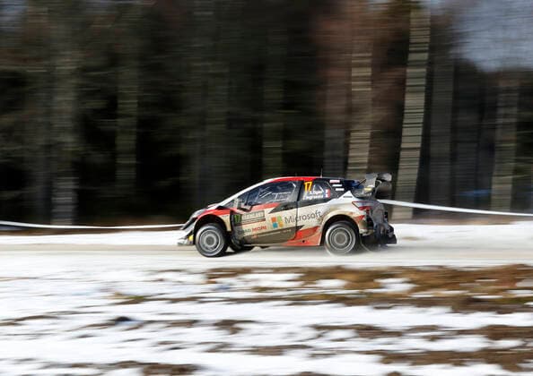 Sebastien Ogier and co-driver Julien Ingrassia of France in their Toyota Yaris WRC, Motorsport Rallye, WM on stage seven of the Rally Sweden, second round of the FIA World Rally Championship in Torsby, Sweden, on Feb. 15, 2020. TORSBY SWEDEN x61460x *** Sebastien Ogier and co driver Julien Ingrassia of France in their Toyota Yaris WRC on stage seven of the Rally Sweden, second round of the FIA World Rally Championship in Torsby, Sweden, on Feb 15, 2020 TORSBY SWEDEN x61460x,  Copyright: xMickexFransson TTx FIA RALLY SWEDEN