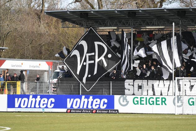 The choreography of the Aalen fans, VfR Aalen vs Kickers Offenbach, Regionalliga Suedwest, season 2019 2020, 20 matchday, postponed match 15 02 2019, VfR Aalen vs Kickers Offenbach, Regionalliga Suedwest, season 2019 2020, 20 matchday, postponed match 15 02 2019 Aalen Copyright: xSchustx Eibner-Pressefotox EP_Schust
