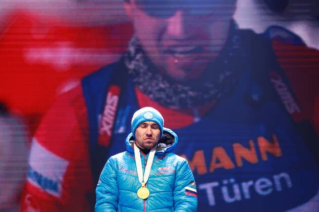 BIATHLON - IBU World Championships Antholz 2020 ANTHOLZ,ITALY,15.FEB.20 - BIATHLON - IBU World Championships 2020, 10km sprint men. Image shows Alexander Loginov (RUS). Keywords: medal. GEPAxpictures xAndreasxPranter