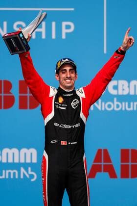 Swiss driver Sebastian Buemi of the Nissan e.dams team celebrates the third place during the Grand Prix of Formula E at the Autodromo Hermanos Rodriguez of Mexico City, Mexico, 15 February 2020. Grand Prix of Formula E in Mexico City !ACHTUNG: NUR REDAKTIONELLE NUTZUNG!  Copyright: xJosexMendezx AME3050 20200216-637174145983737694