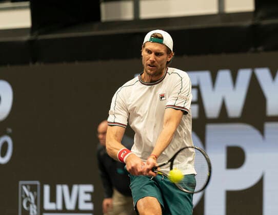 New York Open 2020 semifinals ATP, Tennis Herren 250 Andreas Seppi of Italy returns ball during semifinal match against Jason Jung of Taipei at ATP 250 New York Open 2020 tennis tournament at Nassau Coliseum, Seppi won match Hempstead New York United States Copyright: LevxRadin