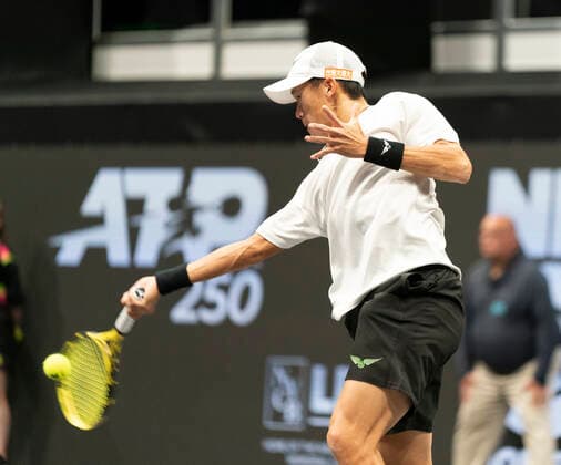 New York Open 2020 semifinals ATP, Tennis Herren 250 Jason Jung of Taipei returns ball during semifinal match against Andreas Seppi of Italy at ATP 250 New York Open 2020 tennis tournament at Nassau Coliseum, Seppi won match Hempstead New York United States Copyright: LevxRadin