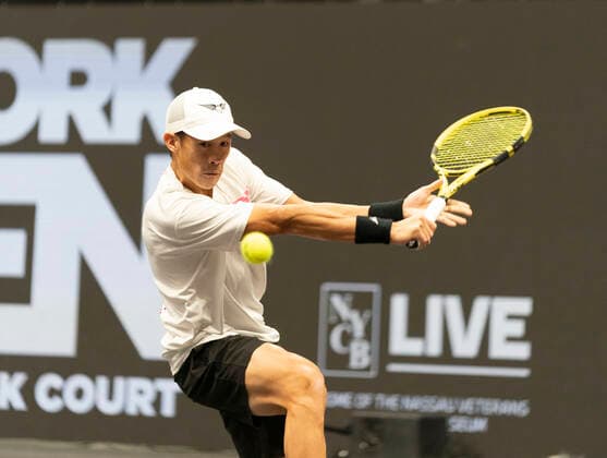 New York Open 2020 semifinals ATP, Tennis Herren 250 Jason Jung of Taipei returns ball during semifinal match against Andreas Seppi of Italy at ATP 250 New York Open 2020 tennis tournament at Nassau Coliseum, Seppi won match Hempstead New York United States Copyright: LevxRadin