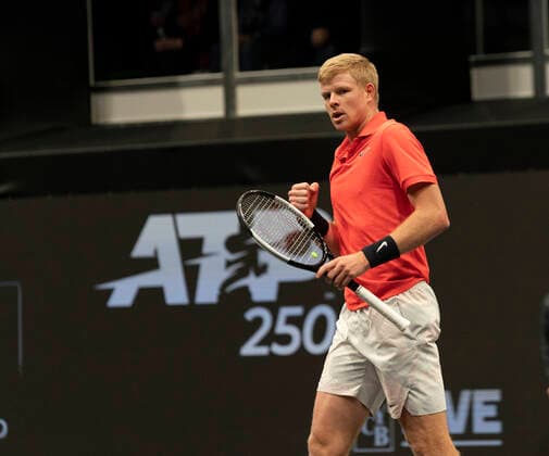 New York Open 2020 semifinals ATP, Tennis Herren 250 Kyle Edmund of Great Britain reacts during semifinal match against Miomir Kecmanovic of Serbia at ATP 250 New York Open 2020 tennis tournament at Nassau Coliseum, Edmund won match Hempstead New York United States Copyright: LevxRadin