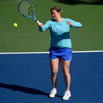 Belgian Kim Clijsters pictured during a training session ahead of the 2020 Dubai Tennis Championships, in Dubai, United Arab Emirates, Sunday 16 February 2020. YORICKxJANSENS  x2475007x
