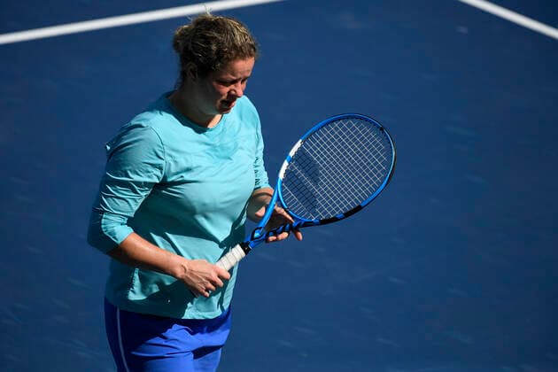 Belgian Kim Clijsters pictured during a training session ahead of the 2020 Dubai Tennis Championships, in Dubai, United Arab Emirates, Sunday 16 February 2020. YORICKxJANSENS  x2475037x