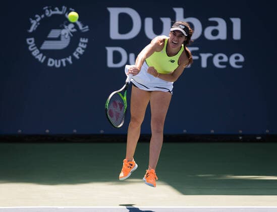 February 16, 2020, Dubai, UNITED ARAB EMIRATES: Sorana Cirstea of Romania in action during qualifications at the 2020 Dubai Duty Free Tennis Championships WTA, Tennis Damen Premier tennis tournament against Julia Goerges of Germany 2020 Dubai Duty Free Tennis Championships, Tennis, Dubai, Unied Arab Emirates, Feb 16 - ZUMAa181 20200216_zaa_a181_026 Copyright: xAFP7x