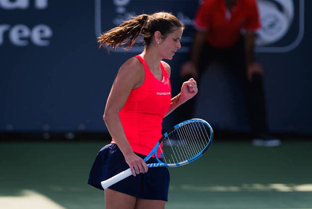 February 16, 2020, Dubai, UNITED ARAB EMIRATES: Julia Goerges of Germany in action during qualifications at the 2020 Dubai Duty Free Tennis Championships WTA, Tennis Damen Premier tennis tournament against Sorana Cirstea of Romania 2020 Dubai Duty Free Tennis Championships, Tennis, Dubai, Unied Arab Emirates, Feb 16 - ZUMAa181 20200216_zaa_a181_031 Copyright: xAFP7x
