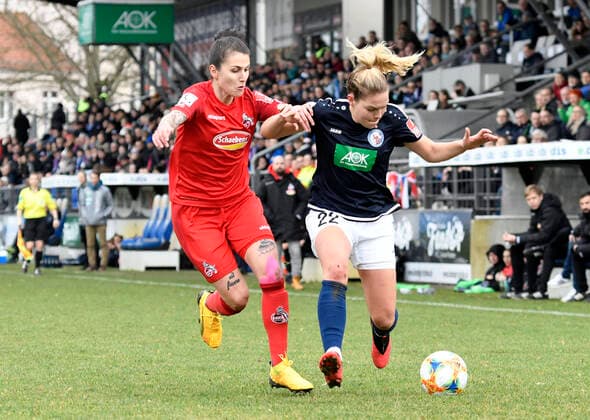 v l Calo Francesca Köln , Nina Ehegötz Ehegoetz, Potsdam, 22 , 1 FFC Turbine Potsdam 1 FC Köln, Football, Women, Bundesliga, Season 2019 2020, Potsdam, 16 02 2020, Germany, DFB DFL REGULATIONS PROHIBIT ANY USE OF PHOTOGRAPHS AS IMAGE SEQUENCES AND OR QUASI VIDEO xjkx