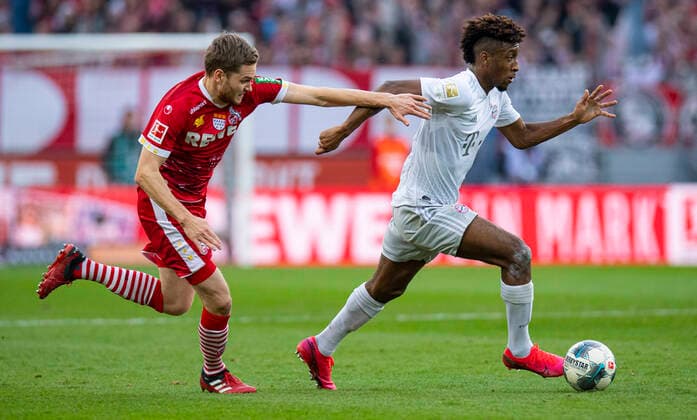 Football 1 Bundesliga, Season 2019 2020, 22 Matchday, 1 FC Köln FC Bayern Munich on 16 02 2020 at the RheinEnergieStadion in Cologne North Rhine-Westphalia Kingsey COMAN FCB Bayern Munich Munich in a duel with a full figure, DFL REGULATIONS PROHIBIT ANY USE OF PHOTOGRAPHS AS IMAGE SEQUENCES AND OR QUASI VIDEO Copyright: xNeundorf Kirchner-Mediax