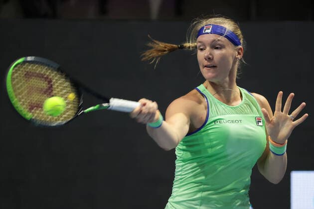 SAINT PETERSBURG, RUSSIA - FEBRUARY 16: Kiki Bertens in action during WTA, Tennis Damen tennis tournament St. Petersburg Ladies Trophy 2020 on February 16, 2020, at Sibur Arena in St.Petersburg, Russia. (Photo by Anatoliy Medved Icon Sportswire) TENNIS: FEB 16 St. Petersburg Ladies Trophy Icon200021604