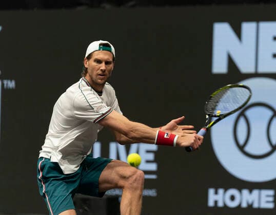 New York Open 2020 final ATP, Tennis Herren 250 Andreas Seppi of Italy returns ball during final against Kyle Edmund of Great Britain at ATP 250 New York Open 2020 tennis tournament at Nassau Coliseum, Edmund won Hempstead New York United States Copyright: LevxRadin