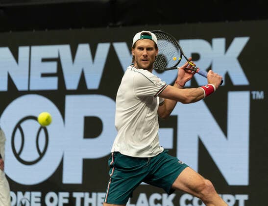 New York Open 2020 final ATP, Tennis Herren 250 Andreas Seppi of Italy returns ball during final against Kyle Edmund of Great Britain at ATP 250 New York Open 2020 tennis tournament at Nassau Coliseum, Edmund won Hempstead New York United States Copyright: LevxRadin
