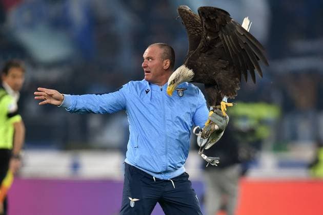 Juan Bernabe and the eagle Olimpia, Lazio s mascot Roma 16-02-2019 Stadio Olimpico Football Serie A 2019 2020 SS Lazio - FC Internazionale Photo Andrea Staccioli Insidefoto andreaxstaccioli