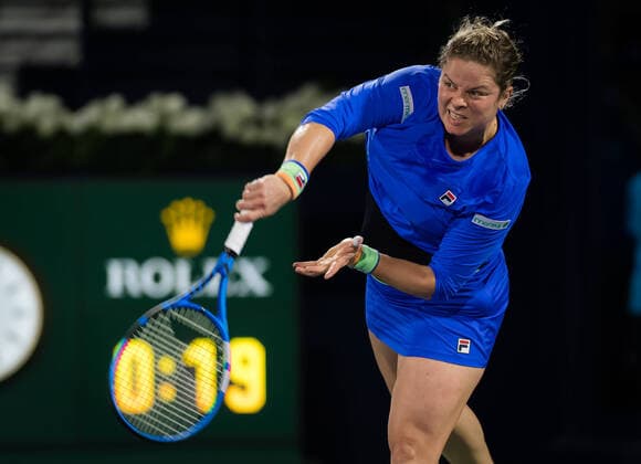 Sport Bilder des Tages February 17, 2020, Dubai, UNITED ARAB EMIRATES: Kim Clijsters of Belgium in action during the first round of the 2020 Dubai Duty Free Tennis Championships WTA, Tennis Damen Premier tennis tournament against Garbine Muguruza of Spain 2020 Dubai Duty Free Tennis Championships, Tennis, Dubai, Unied Arab Emirates, Feb 17 - ZUMAa181 20200217_zaa_a181_108 Copyright: xAFP7x