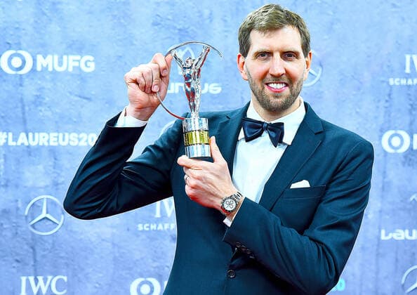 17 02 2020, xlakx, Sport Entertainment, Laureus World Sports Awards 2020 emspor, v l Dirk Nowitzki with the Laureus Award in his hand at the presentation of the 20 Laureus World Sports Awards 2020 in the Verti Music Hall Berlin Berlin