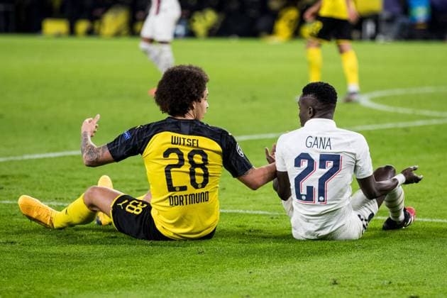 Champions League, Borussia Dortmund Paris Saint Germaine Axel Witsel Borussia Dortmund, 28 , Idrissa Gueya FC Paris Saint Germain, 27 , Champions League, Borussia Dortmund Paris Saint Germain, Dortmund, SIGNAL IDUNA PARK Copyright: xBEAUTIFULxSPORTS Wunderlx