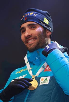 BIATHLON - IBU World Championships Antholz 2020 ANTHOLZ,ITALY,19.FEB.20 - BIATHLON - IBU World Championships 2020, 20km individual, men. Image shows Martin Fourcade (FRA). Keywords: medal. GEPAxpictures xAndreasxPranter