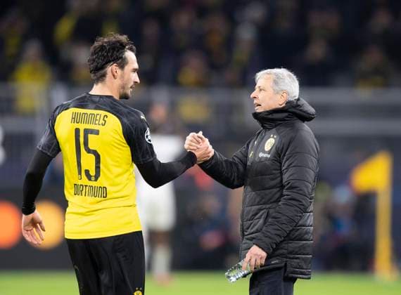 Final Celebrations DO, Coach Lucien FAVRE DO with Mats HUMMELS DO Football Champions League, Round of 16 First leg, Borussia Dortmund DO Paris St Germain PSG 2 1, on 18 02 2020 in Dortmund Germany Â