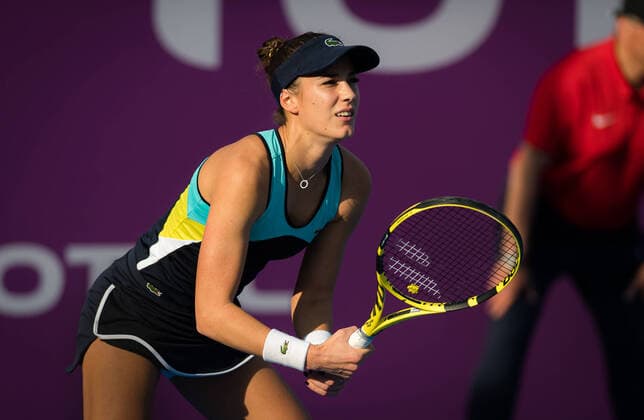February 21, 2020, Dubai, UNITED ARAB EMIRATES: Bernarda Pera of the United States in action during qualifications at the 2020 Qatar Total Open WTA, Tennis Damen Premier 5 tennis tournament against Dasha Lopatetskaya of Ukrania 2020 Qatar Total Open, Tennis, Doha, Qatar, Feb 21 - ZUMAa181 20200221_zaa_a181_013 Copyright: xRobxPrangex